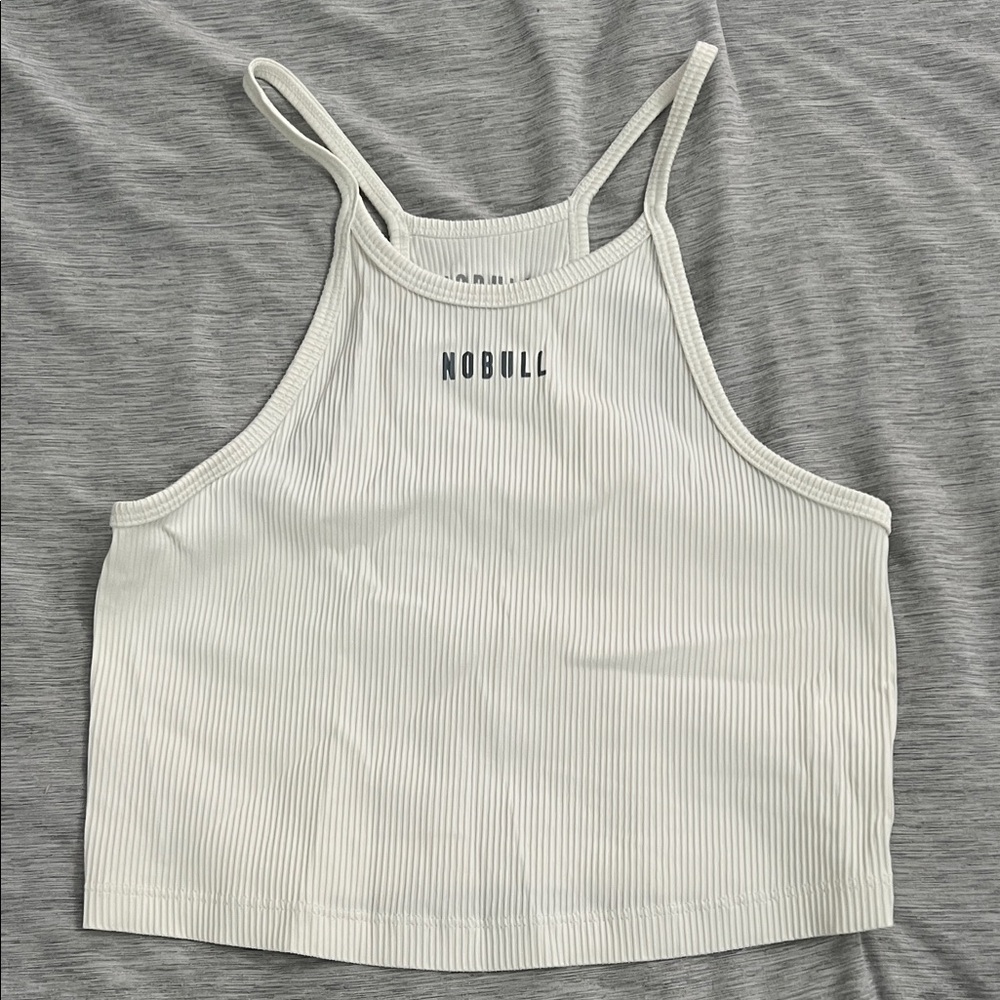 NOBULL Women's White Ribbed Crop Top